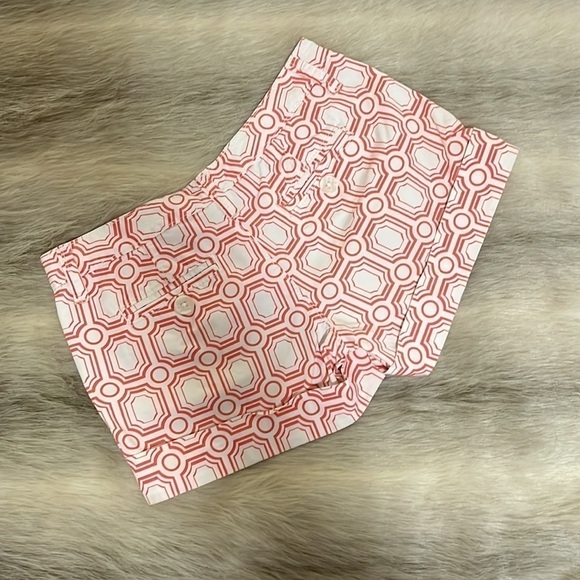 OLD NAVY White Orange Circle Square 0 Y2K Shorts Low Rise Belt Loops Pockets - Picture 3 of 10